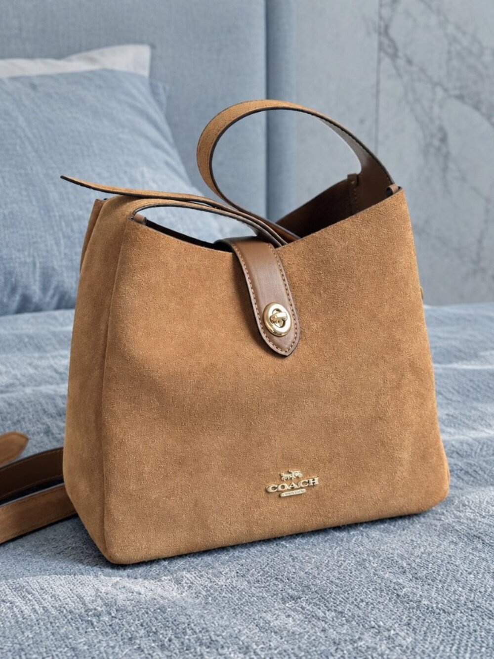 Coach Hadley Convertible Suede crossbody Bag